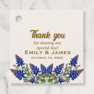 Texas Bluebonnet Elegant Floral Wedding Thank You Favour Tags