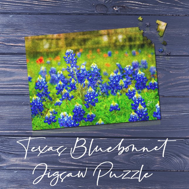 Texas Bluebonnet Field Rustic Elegant Jigsaw Puzzle (Creator Uploaded)
