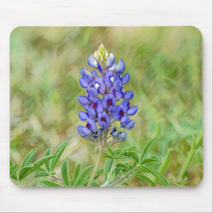 Texas Bluebonnet Flower Art Mouse Pad