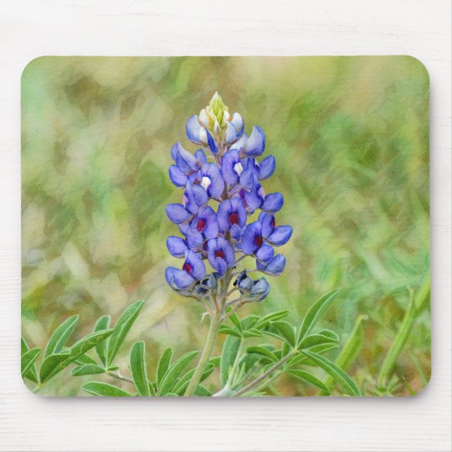 Texas Bluebonnet Flower Art Mouse Pad (Front)