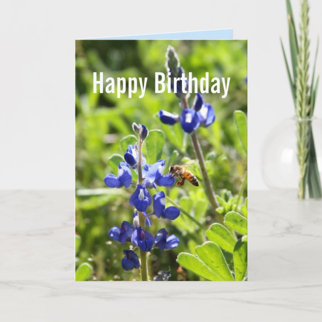 Texas Bluebonnet Happy Birthday Card (Front)