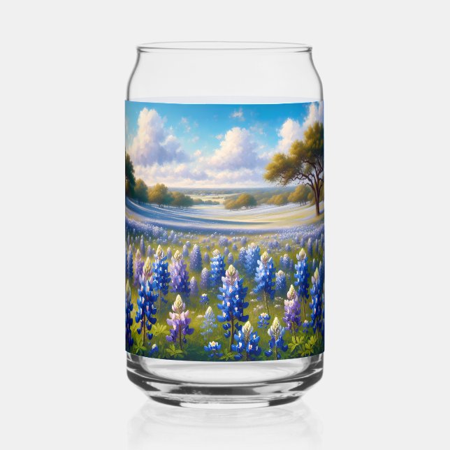 Texas Bluebonnet Meadow Landscape Can Glass (Front)