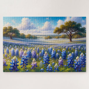 Texas Bluebonnet Meadow Landscape Jigsaw Puzzle