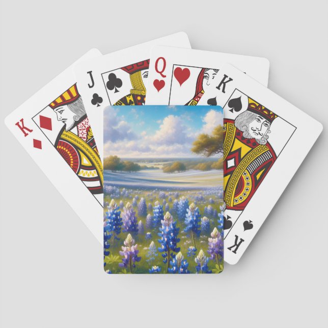 Texas Bluebonnet Meadow Landscape Playing Cards (Back)