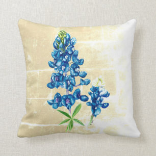 Texas Bluebonnet on Beige Throw Pillow