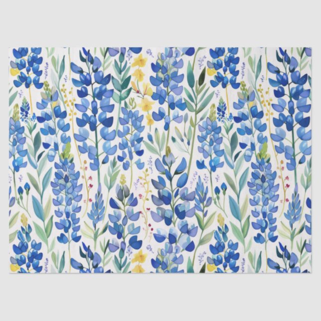Texas Bluebonnet Wildflower Pattern Tissue Paper (Front)