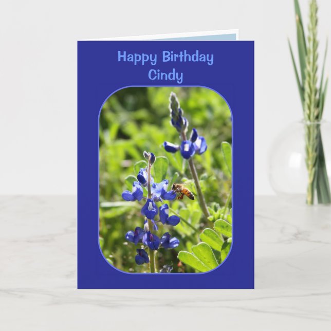 Texas Bluebonnets Ann Happy Birthday Blank Card (Front)