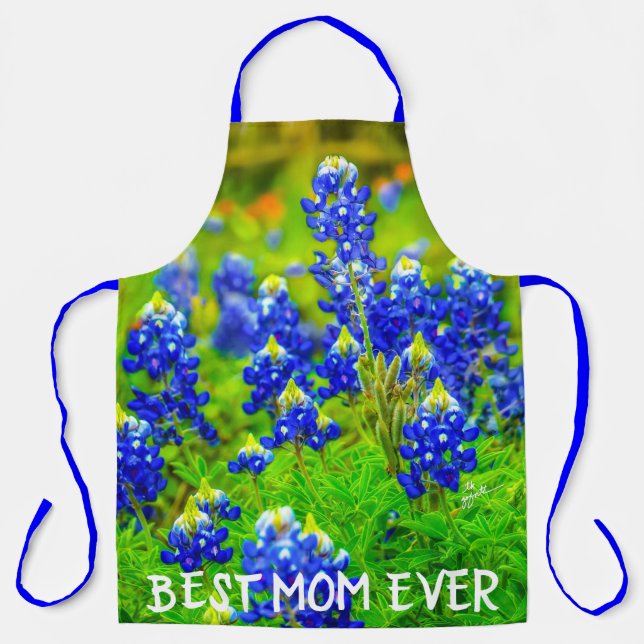 Texas Bluebonnets Best Mom Ever Mother's Day Apron (Front)