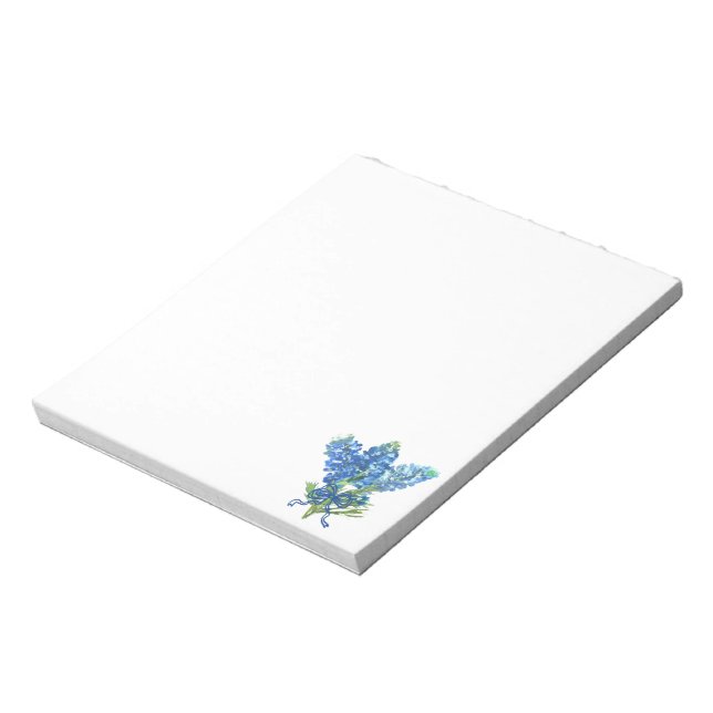 Texas Bluebonnets Blue flowers watercolor Notepad (Rotated)