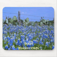 Texas Bluebonnets & Cactus at the Farm Mousepad