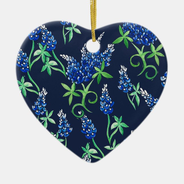 Texas Bluebonnets Ceramic Ornament (Front)