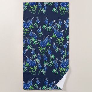 Texas Bluebonnets Floral  Beach Towel