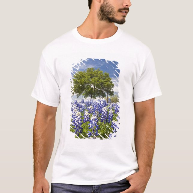 Texas bluebonnets(lupinus texensis) and oak T-Shirt (Front)