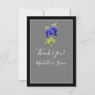 Texas Bluebonnets on Dark Grey, Spring Wedding Thank You Card