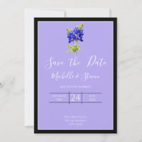 Texas Bluebonnets on Lavender Spring, Save Date