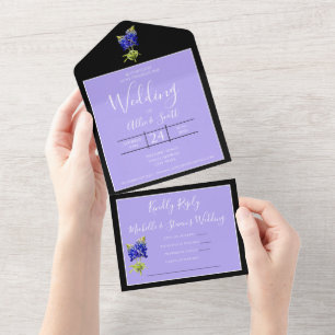 Texas Bluebonnets on Lavender, Spring Wedding All In One Invitation