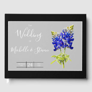 Texas Bluebonnets on Light Grey, Spring Wedding Guest Book