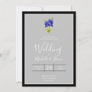 Texas Bluebonnets on Light Grey, Spring Wedding Invitation