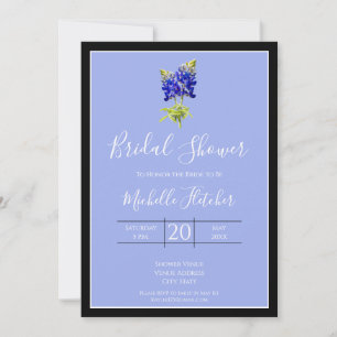 Texas Bluebonnets on Slate Blue, Spring, Bridal Invitation