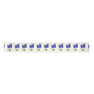 Texas Bluebonnets on white, Satin Ribbon
