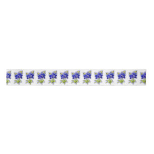 Texas Bluebonnets on white with soft focus, Satin Ribbon