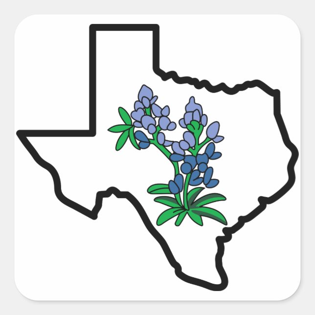 Texas Bluebonnets Square Sticker (Front)