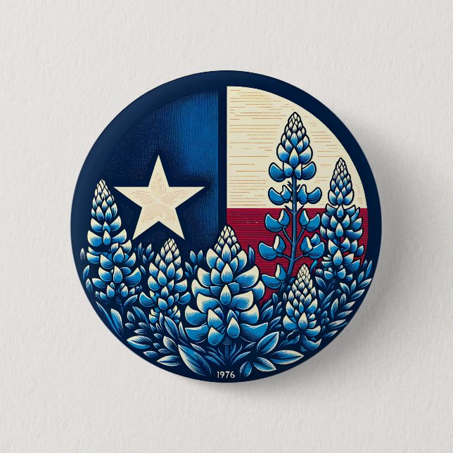 Texas Bluebonnets State Flag Texan Pride           2 Inch Round Button (Front)