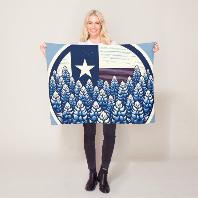Texas Bluebonnets State Flag Texan Pride           Fleece Blanket (In Situ)