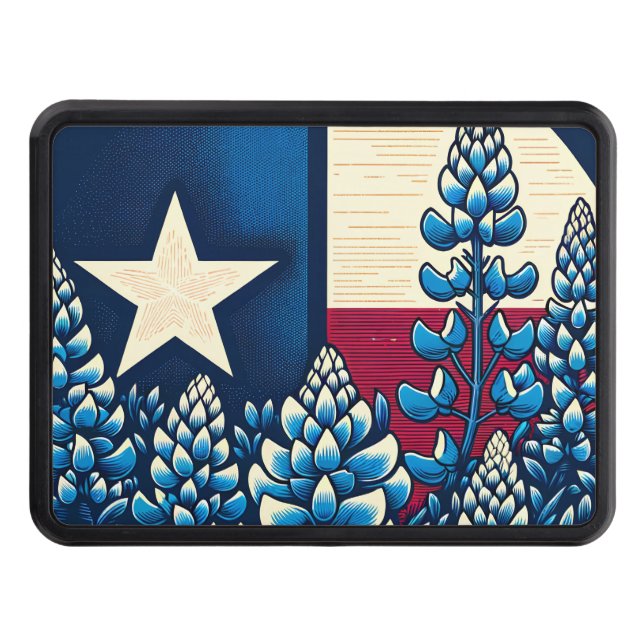 Texas Bluebonnets State Flag Texan Pride           Trailer Hitch Cover (Front)