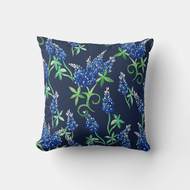 Texas Bluebonnets Texan State Flower Bluebonnet Throw Pillow (Front)