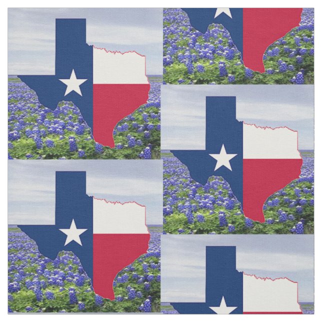 Texas Bluebonnets Texas Shape Flag  Fabric 4.5" (Swatch)
