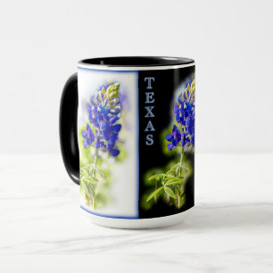Texas Bluebonnets with black, Mug