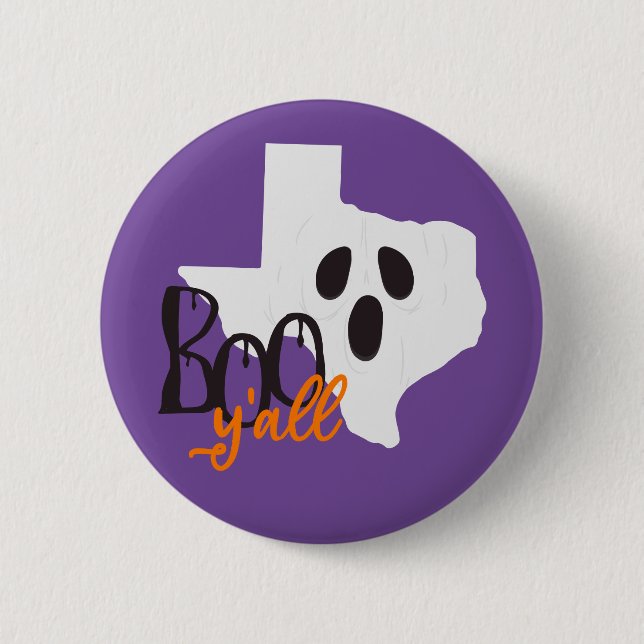 Texas Boo Y'all Halloween 2 Inch Round Button (Front)