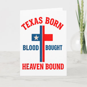 Texas Born, Blood Bought, Heaven Bound Cross Tank Card