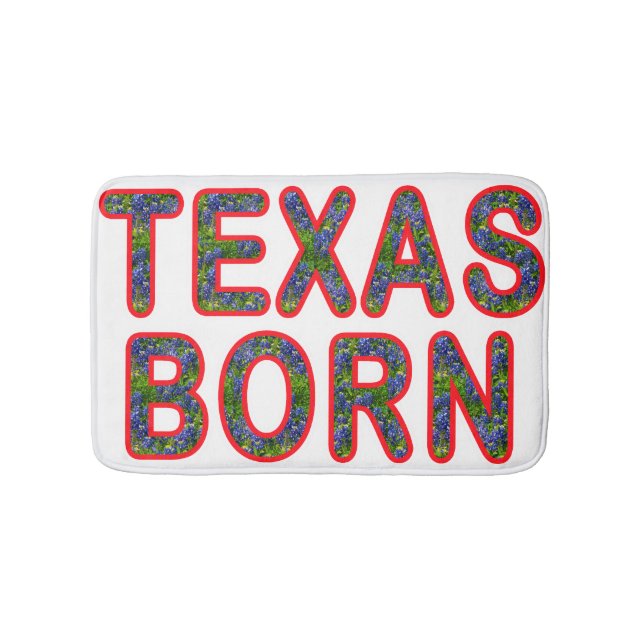 Texas Born Bluebonnet Bath Mat (Front)