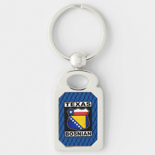 Texas Bosnian American Metal  Keychain (Front)