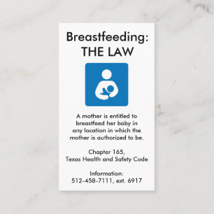 Texas Breastfeeding Law - 2 Calling Card
