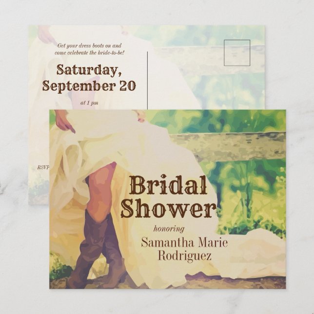 Texas Bride in Boots Bridal Shower Invitation Post Postcard (Front/Back)