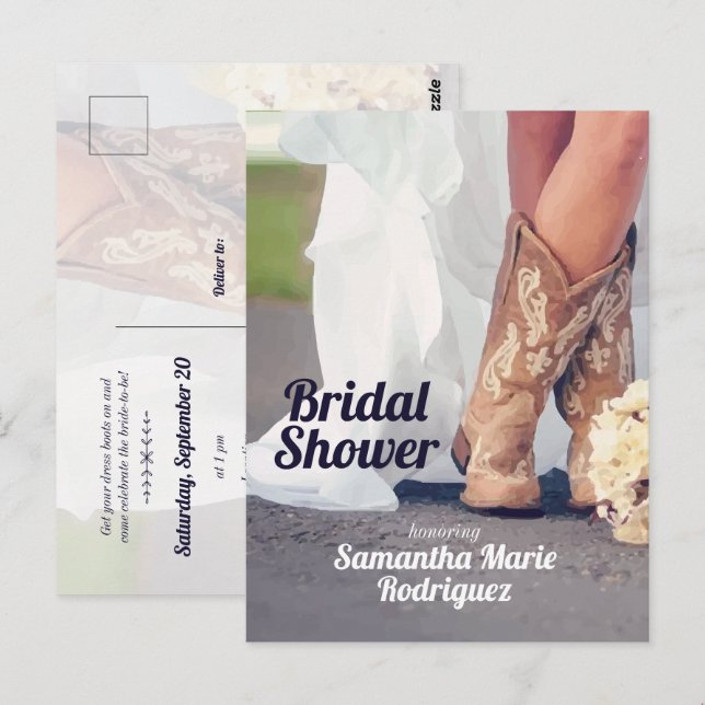 Texas Bride in Boots Bridal Shower Postcard (Front/Back)