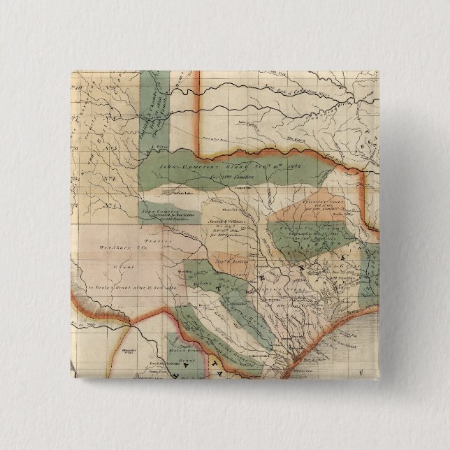 Texas, By David H Burr 2 Inch Square Button (Front)