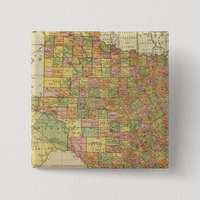 Texas by Rand McNally 2 Inch Square Button (Front)
