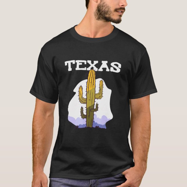 Texas Cactus Retro Country T-Shirt (Front)