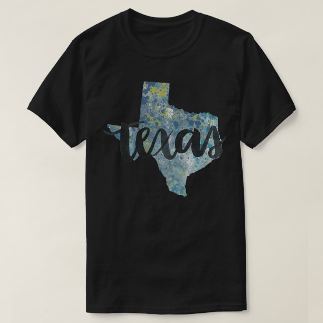 texas calligraphy and abstract state outline T-Shirt (Design Front)