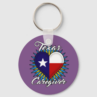 Texas Caregiver keychain (purple background)