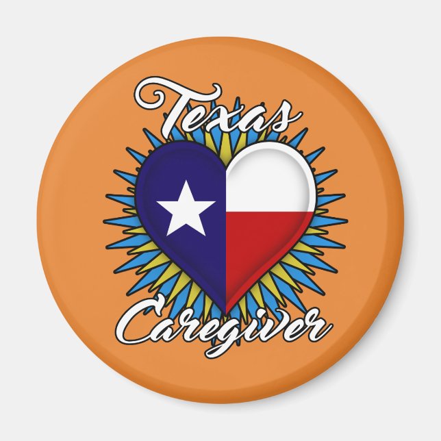 Texas Caregiver magnet (orange background) (Front)