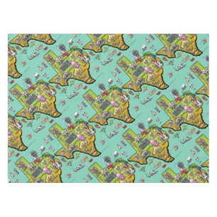Texas Cartoon Map Tablecloth