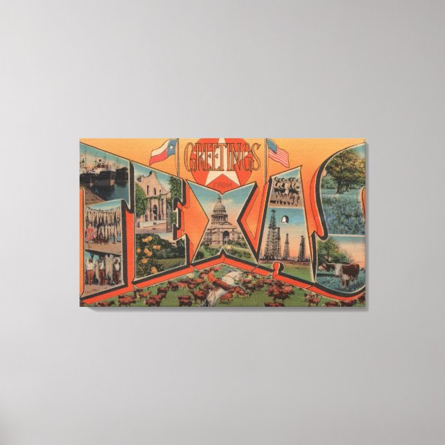 Texas (Cattle Grazing Scene)Large Letter Canvas Print (Front)