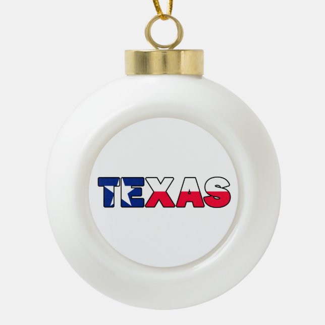 Texas Ceramic Ball Christmas Ornament (Front)