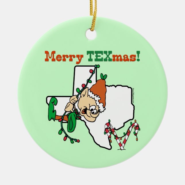 Texas Christmas Ceramic Ornament (Front)