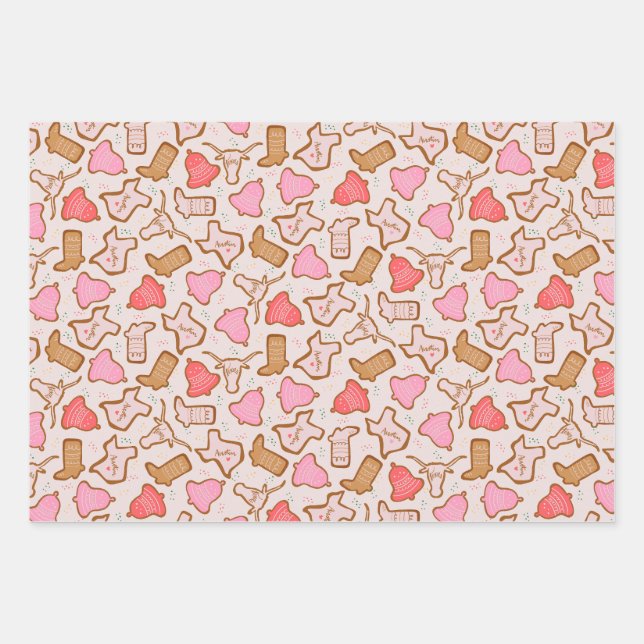 Texas Christmas Cookies  Wrapping Paper Sheet (Front)